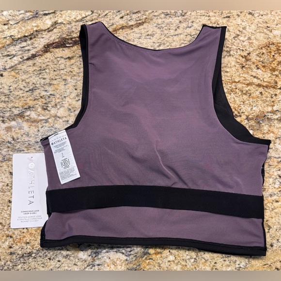 NWT  Athleta Conscious Crop Lace Size Small Black Sport Bra Yoga Gym Run - Picture 6 of 12